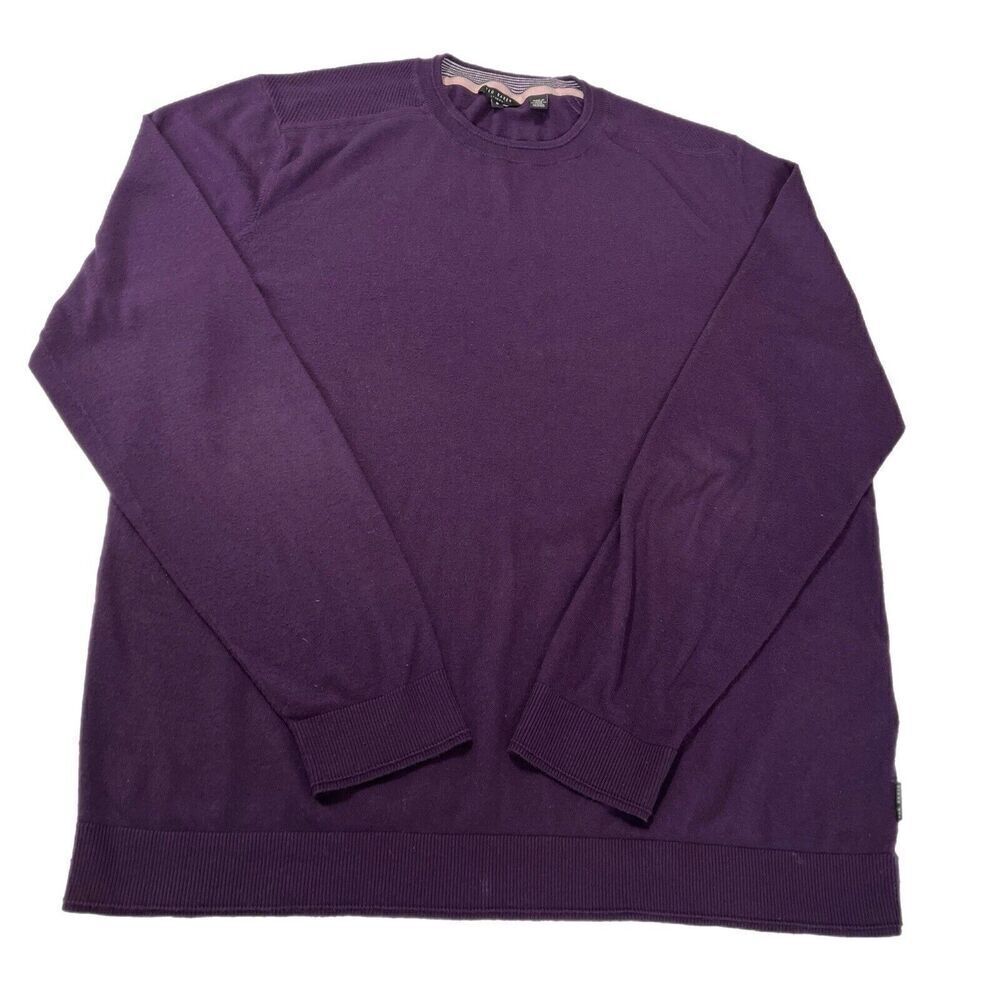 Ted Baker Sweater Men Large size 6 Purple Wool Blend Crewneck Lightweight